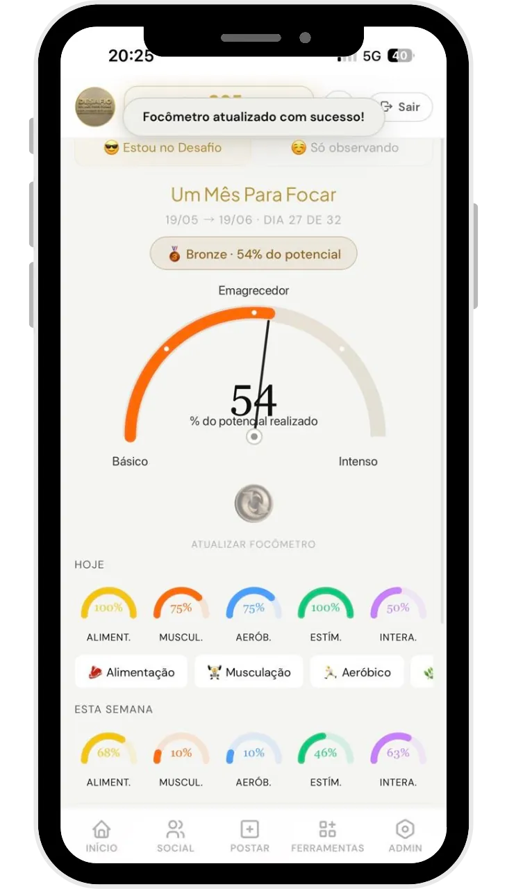 Pontuação diária no app
